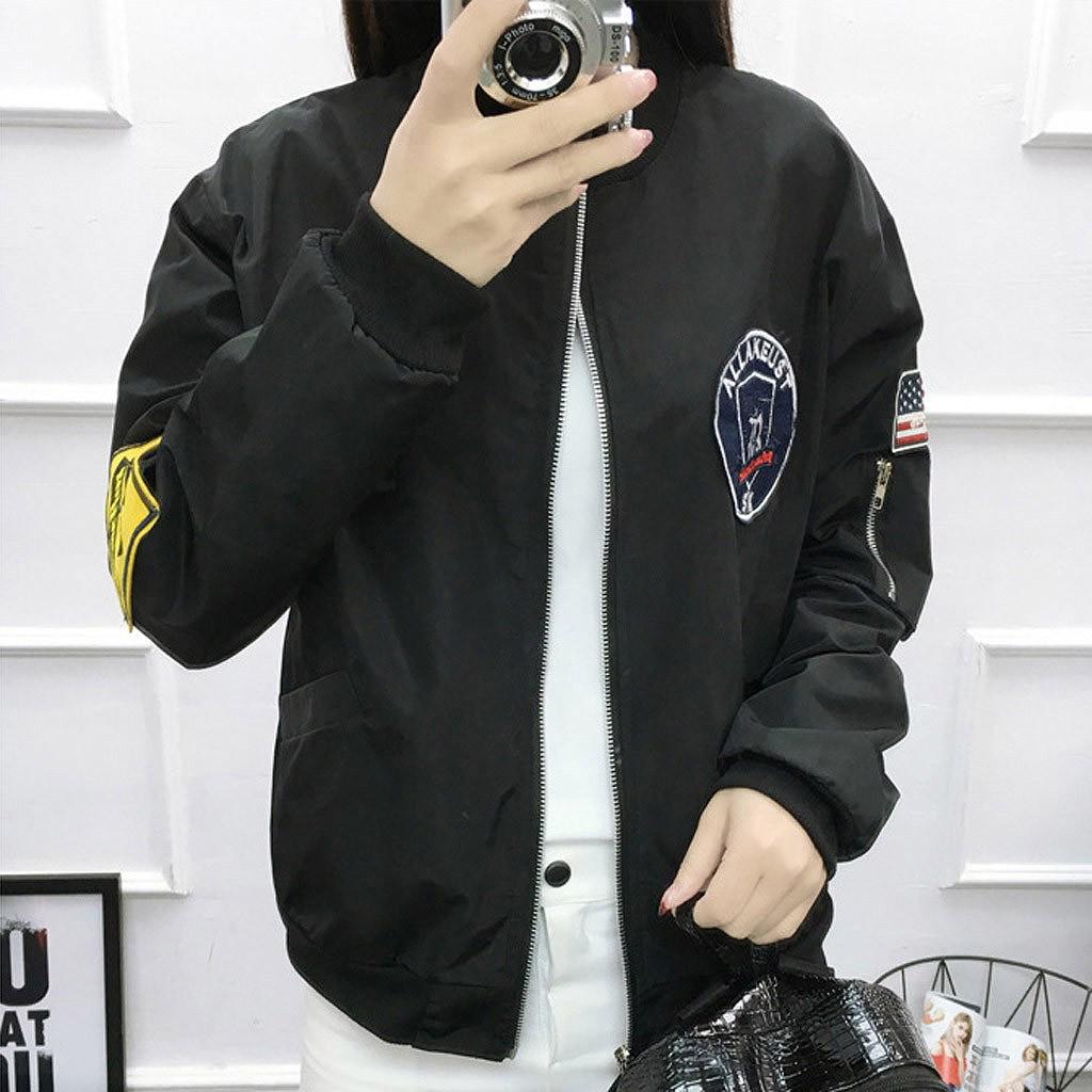 Women Casual Fashion Baseball Jacket Long Sleeve  Jacket