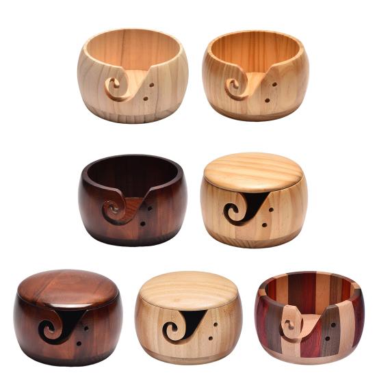 Ciotola per filati personalizzata per uncinetto Porta-uncinetto in legno personalizzato con coperchio Organizzatore multifunzionale per riporre oggetti artigianali Regali fatti a mano per
