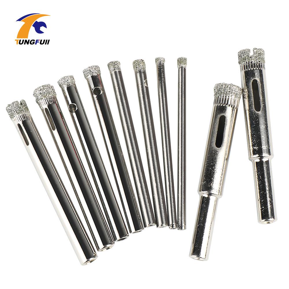 Diamond Coated Core Hole Saw Drill Bit Set 10Pcs For Tile Glass 3/4/5/6/8mm For Tile Ceramic Glass Dremel Accessories