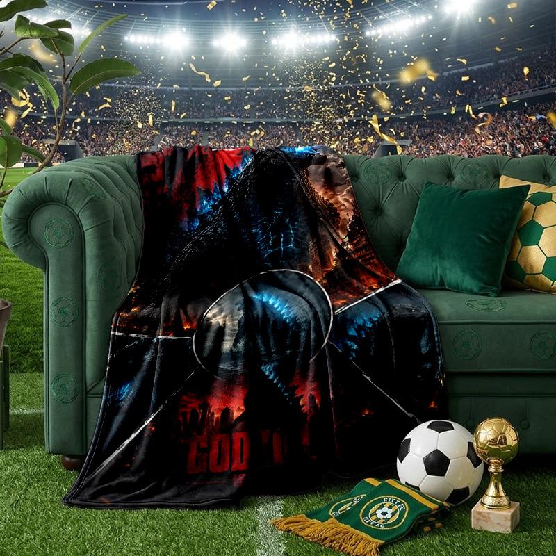 Godzi-lla Destruction Throws Blanket Flannel Blankets Plush for Couch Bed Gifts for Men Women Travel picnic blanket Christmas fan gifts