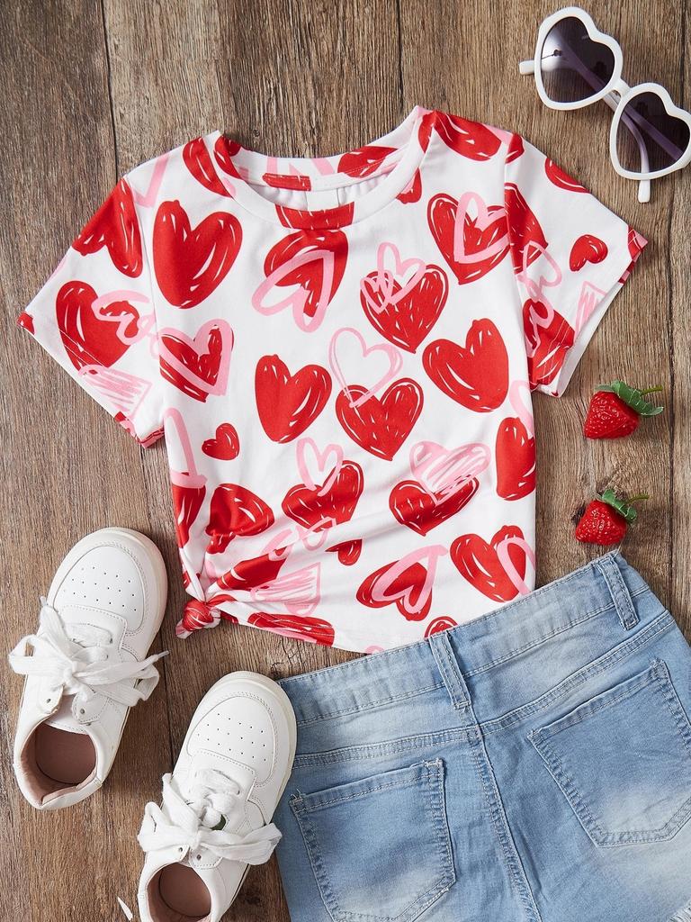 Abbigliamento Bambina Estate T-shirt con Stampa 3D Grafica Gatto Kawaii Vestiti per Bambine Esterni Manica Corta Casual Top per Bambine
