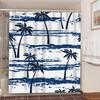 Seaside Sea Beach Sea Wave Coconut Tree Shower Curtains Bathroom Curtain Fabric Waterproof Polyester Bath Curtain With Hooks