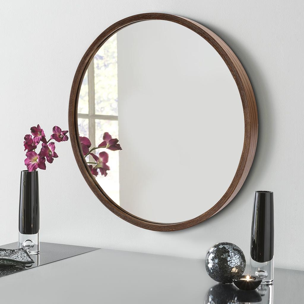 50cm Round Bathroom Mirror Cabinet W/ Storage, Flip Open Door, 3-Tier Interior, Wall Mount Modern Vanity Organizer for Bathroom
