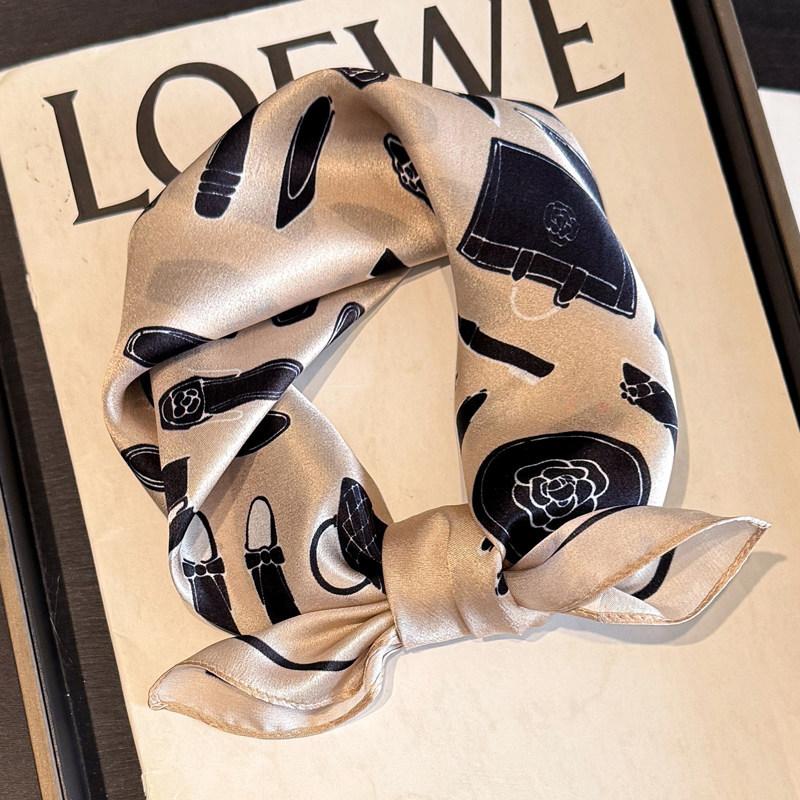 British style spring autumn winter men's and women's silk small square scarf plaid brown small silk scarf mulberry silk scarf