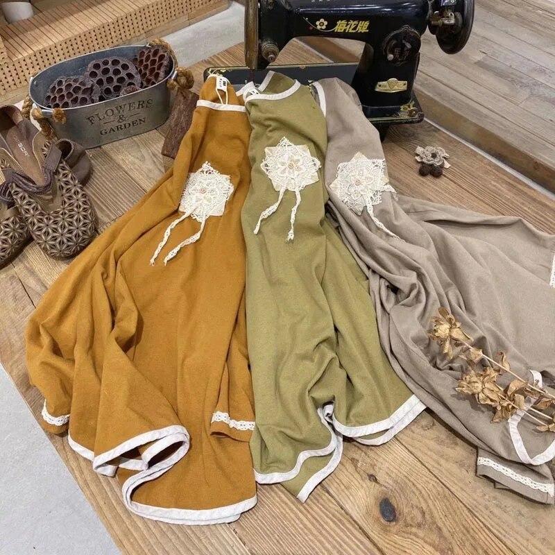 Johnature Casual Patchwork Lace Women T-Shirts Spring Japanese All Match O-neck Pulloer Female T-Shirts