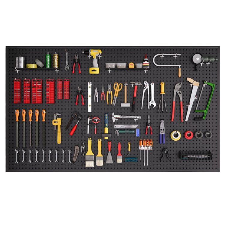 Universal Wall-Mounted Pegboard Storage Rack with Stainless Steel Shelves