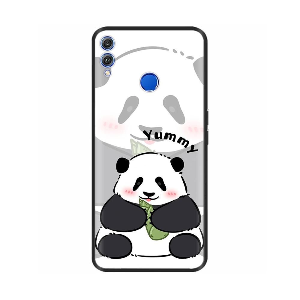 For Honor 8X Case Soft Liquid Silicone Full Coverage Phone Case For Huawei Honor 8X Cases Honor8X Cute Panda Back Cover Fundas