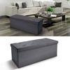Bench with Foldable Storage Chest - Grey - 76 X 38 X 38 Cm