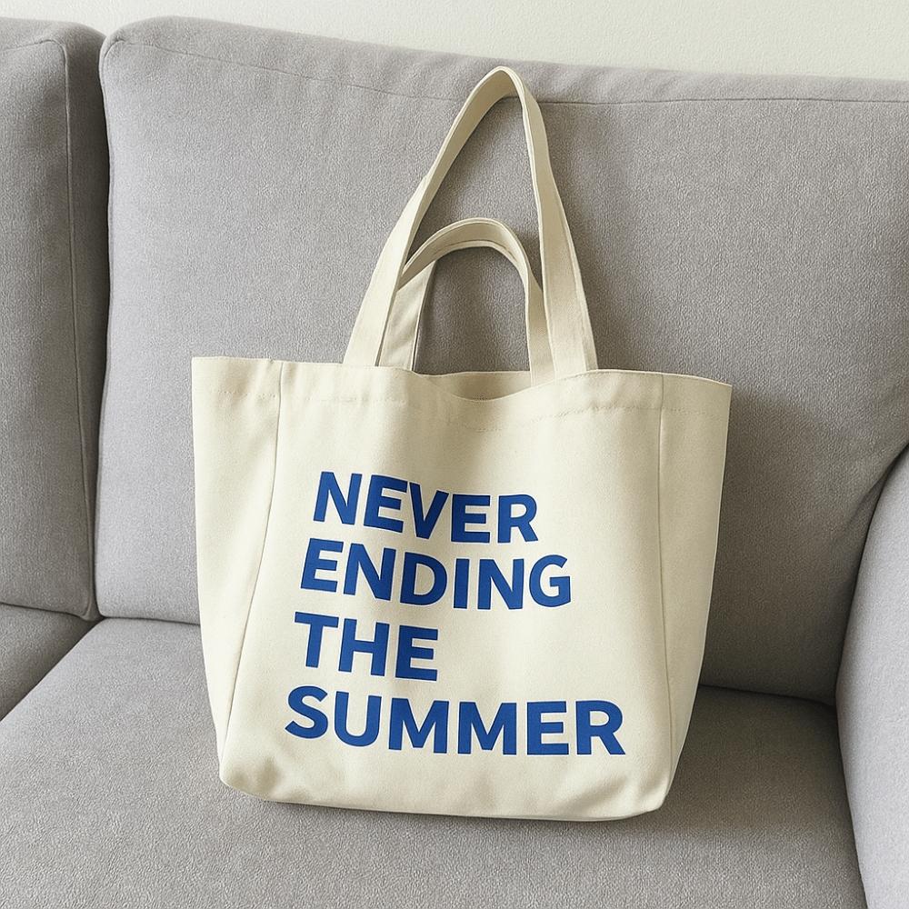 Large Capacity Letter Print Tote Bag Soft Lightweigh Literary Canvas Shoulder Bag Casual Commuting Woman Shoulder Bag Work