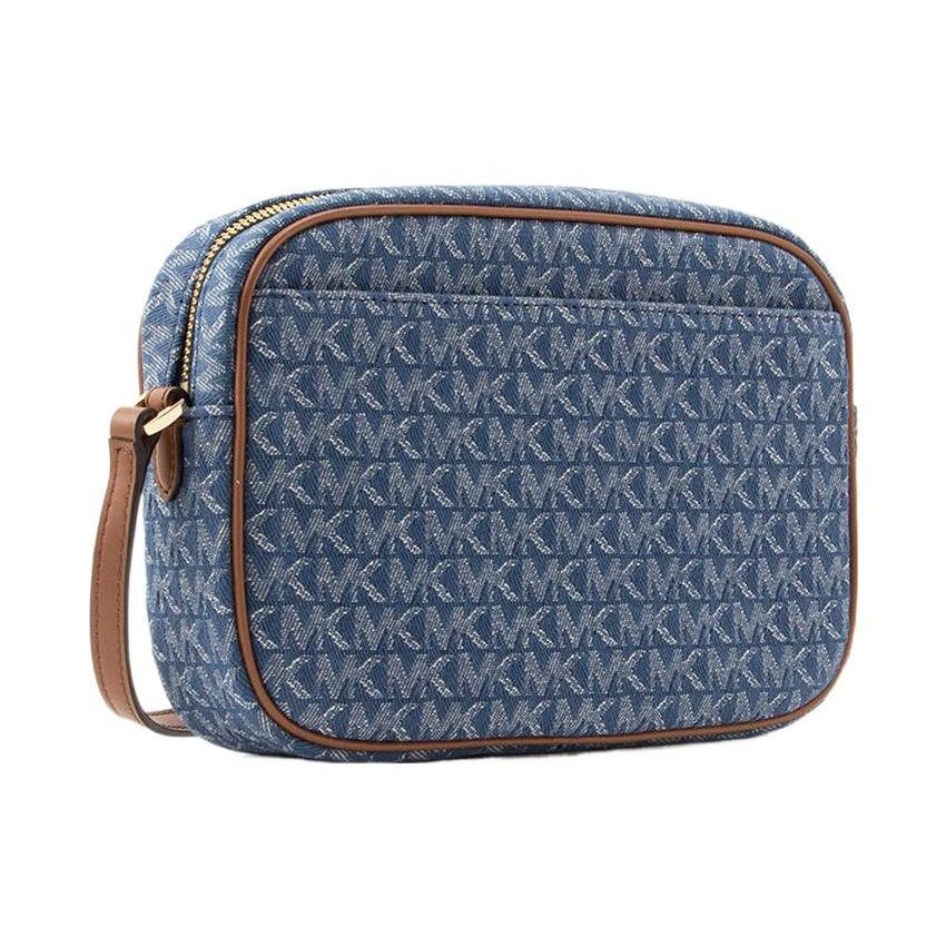 New MICHAEL KORS Jet Set Cotton Camera Bag Shoulder Bag Crossbody Bag Women's Blue 35F2GTTC9J-DENIM-MULTI