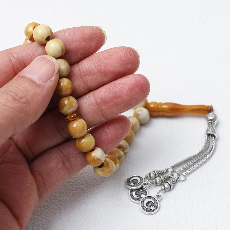 Unisex 33-Bead 10mm Tasbih: Middle Eastern Muslim Prayer Beads