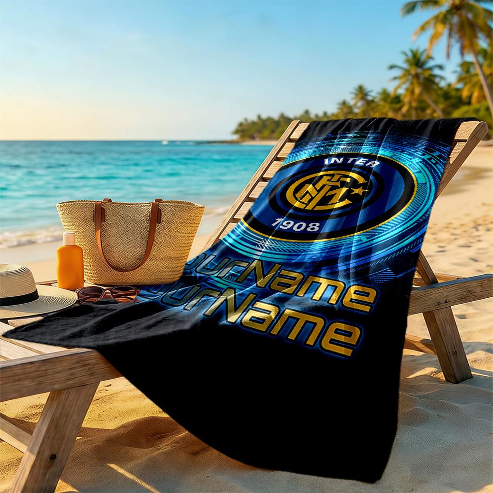 Inter Milan Personalized Text Beach Towel Quick-Dry Soft Microfiber Suitable for Sports Travel Swimming Yoga Bathroom Beach And Pool