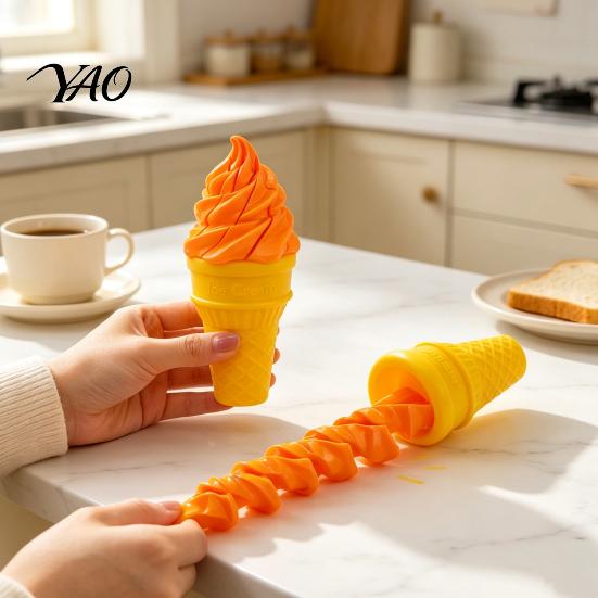 Compact Fidget Accessories Telescopic Ice Cream Cone Toy, Novelty Spiral Swords, Sensory Stress Funny Gifts for Kids Relief Toy Anxiety, Portable