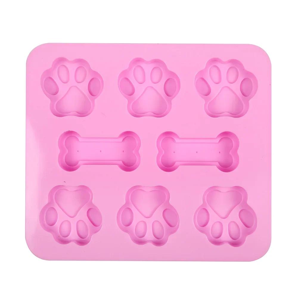 New Dog Cat Claw Bone Mold Pet Chew Toy Jelly Soap Cake Mold Baking Tool Dog Cat Footprint Paw Shapes Cake Molds Silicone Mold
