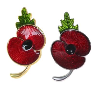 Elegant Poppys Stem Shape Brooch Stylish Flower Shaped Breastpin Stylish Floral Lapel Pin Festive Holiday Gift for Her