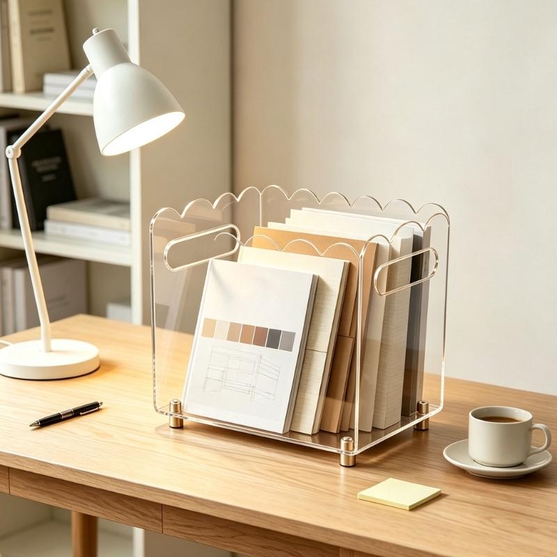 Decorative Acrylic Document Rack with Clear View Panels, Paper Holder for Magazines, Files, and Reading Materials