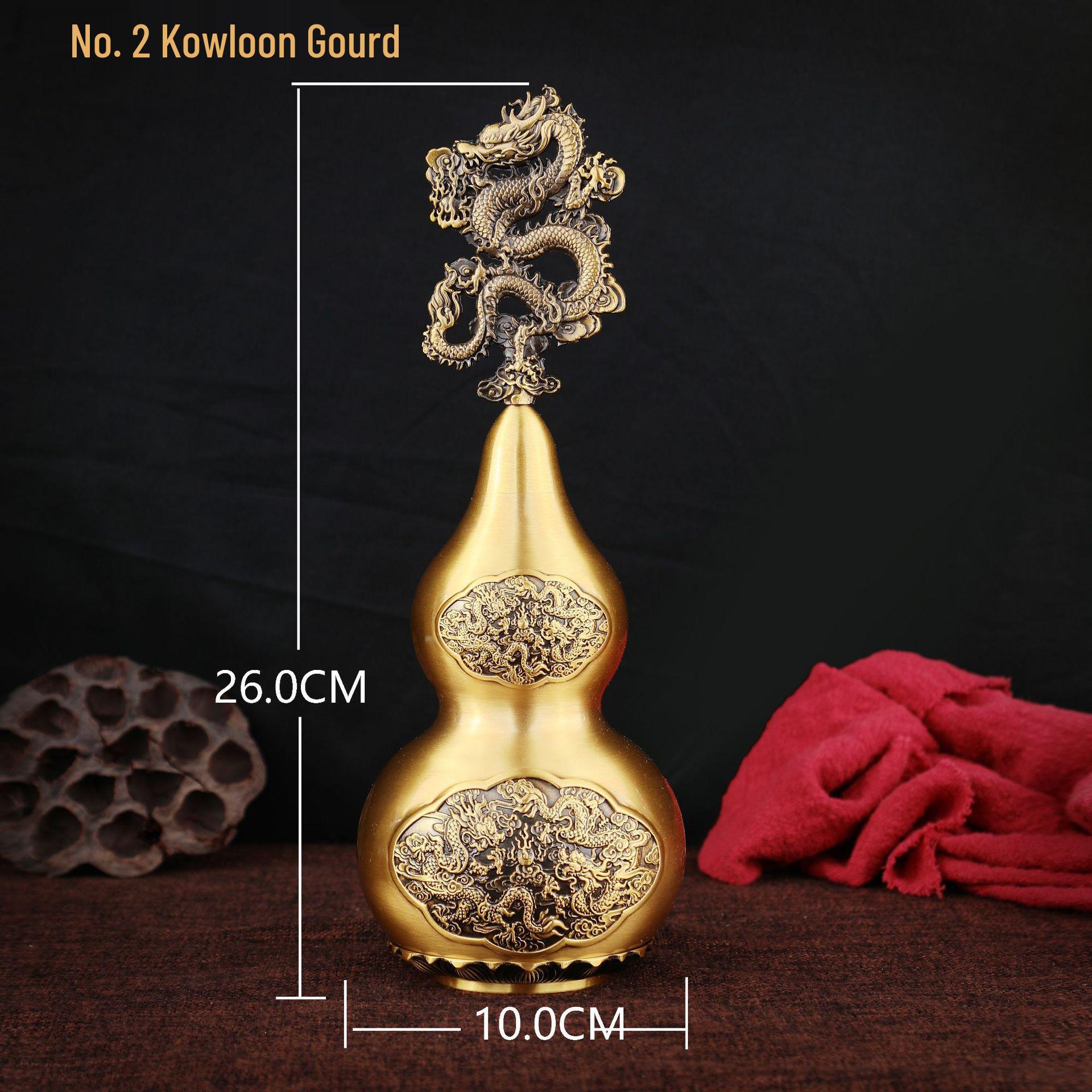 Nine Dragons Copper Gourd Feng Shui Home Decor Ornament