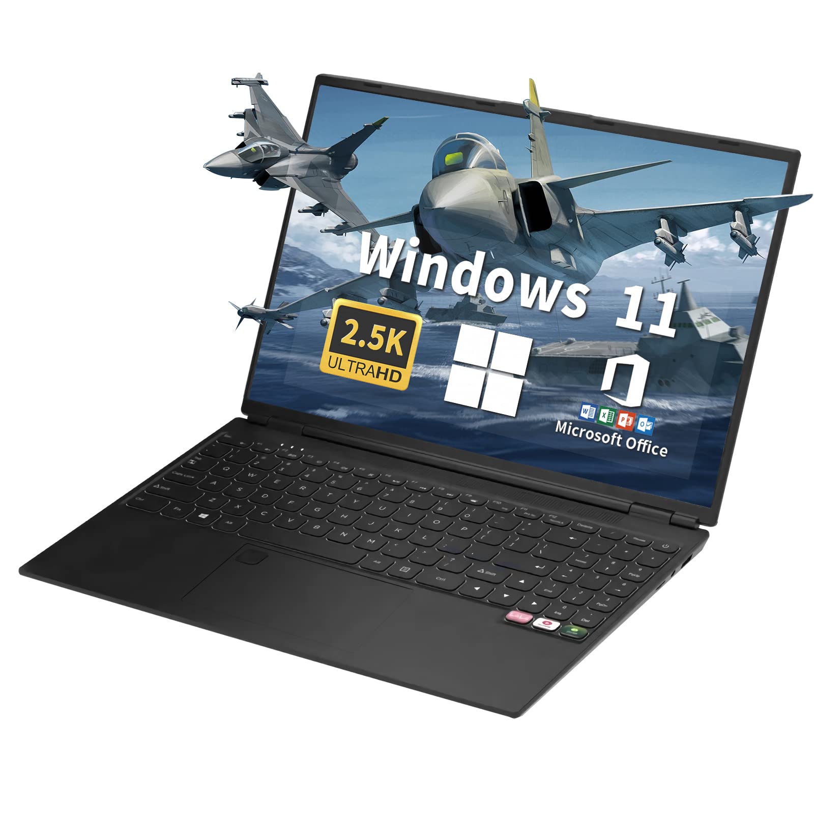 

BINTEC Ноутбук з великим екраном Windows 11 Office Не потребує налаштування Цифрова клавіатура Клавіатура з підсвічуванням Тонкий і легкий Аутентифікація за відбитком пальця Великий чорний