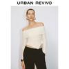 UR Women's Slim Fit Off-Shoulder V-Neck Knit Sweater
