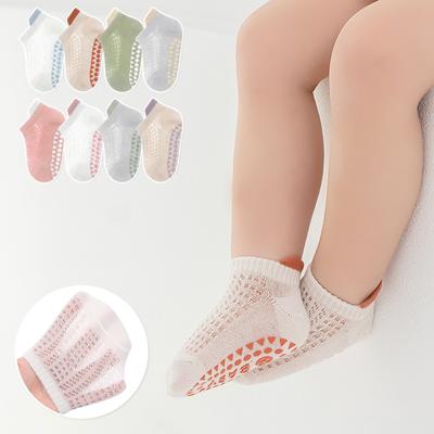 Sommer-Babysocken für Jungen und Mädchen, modische, schlichte Söckchen für Kleinkinder, weiches Baumwollnetz, dünne, rutschfeste Bodensocken für Kleinkinder