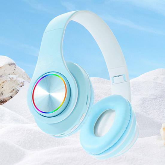 Wireless Headphones with RGB Breathing Light Stable Connection Low Latency Noise Reduction Deep Bass Bluetooth-compatible Over-Ear Headphones