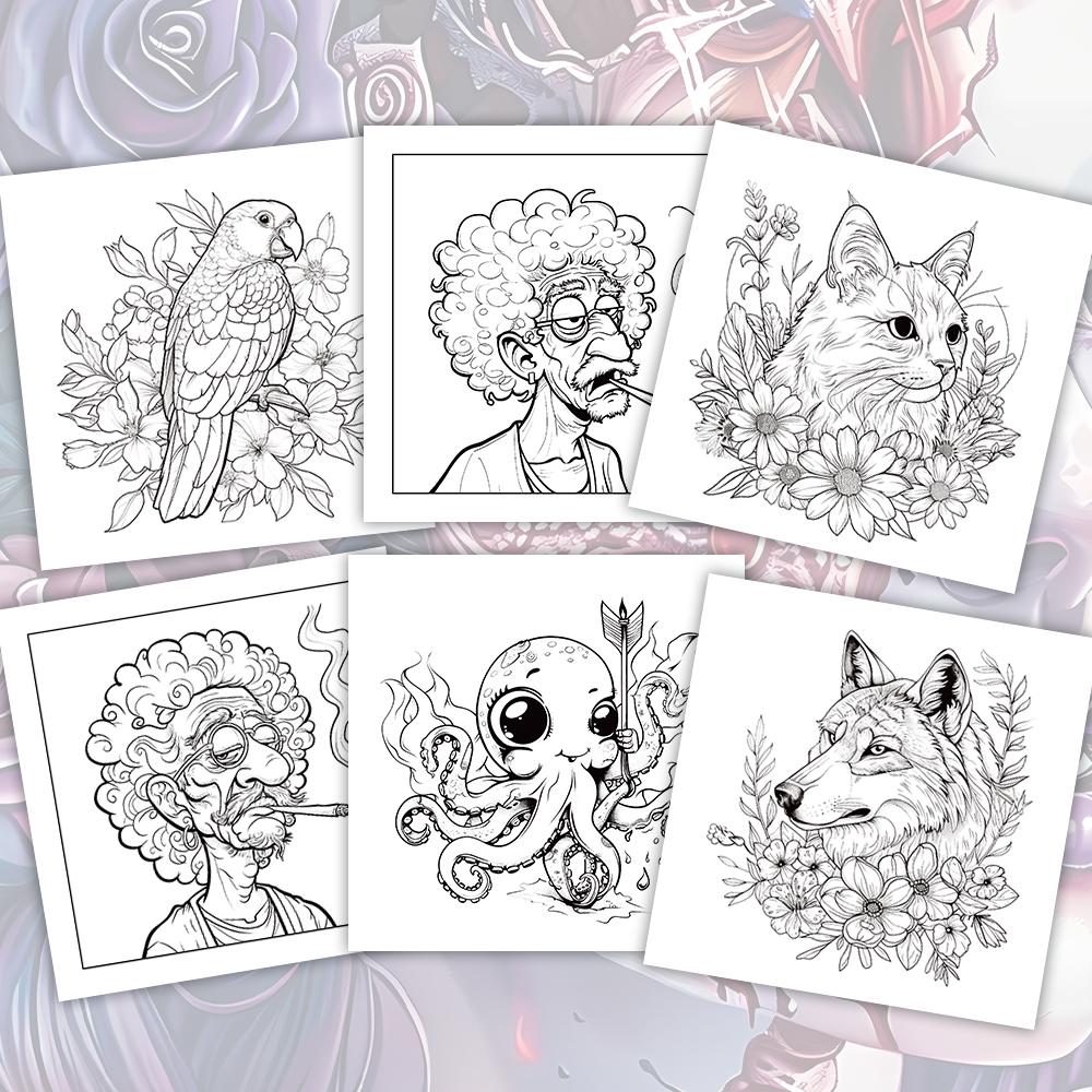 1pc,Teenagers coloring book,30 sheets different patterns 8.3x8.3''100gsm,is a Valentine's Day Easter Holiday Gift