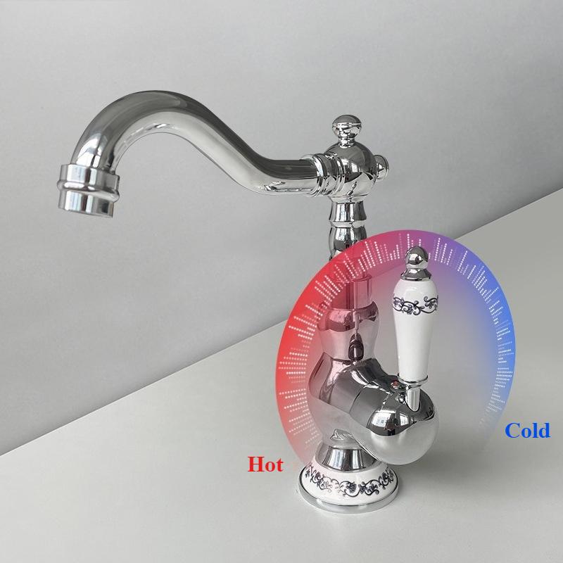 Brass gold bathroom basin sink faucet deck mounted Single handle hot and cold water mix tap Golden faucets Chrome