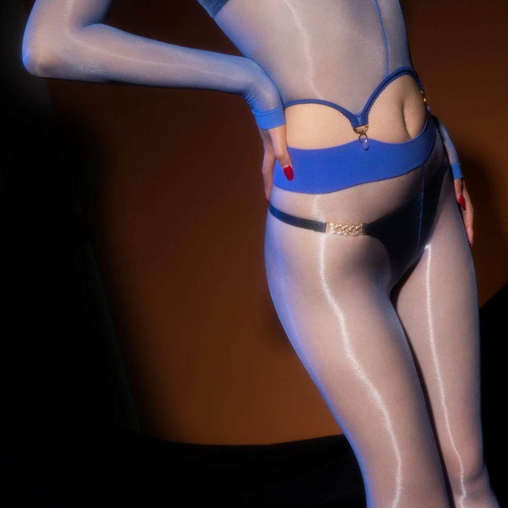 New One-piece Aurora Full-body Stockings, Suspenders, One-piece Oily Open-file Sex Socks, Women's Thin Rompers Wholesale