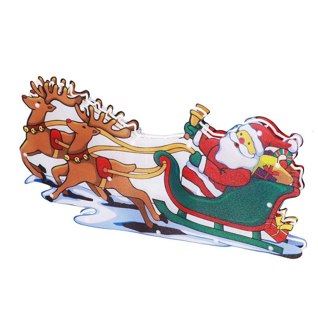 LED Christmas Light Sled Santa Claus Pattern Window Hanging Lamp Battery Powered with Suction Cup