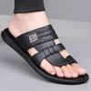 Men Black Leather Slippers Handmade Simple Flats Summer White Outdoor Roman Sandals Brown Open Toe Beach Shoes Plus Size