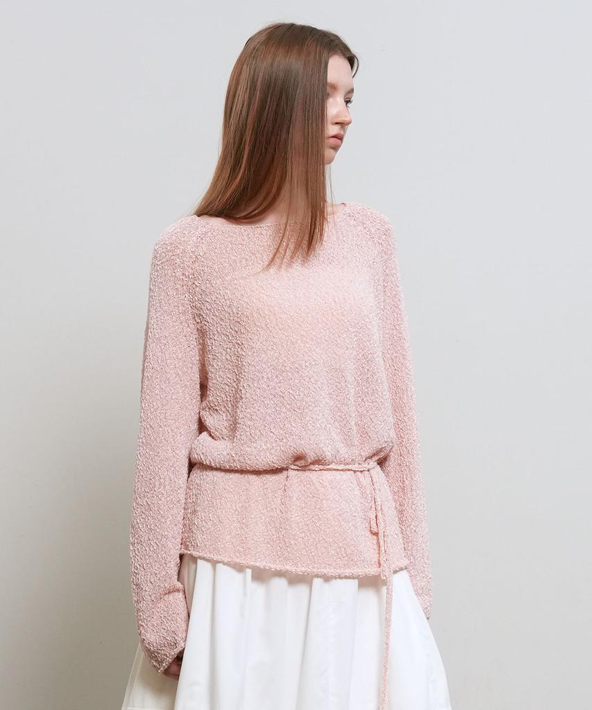 GENERALIDEA Sheer Boucle Boat Neck Pullover [Pink] / Gf1Lkp511