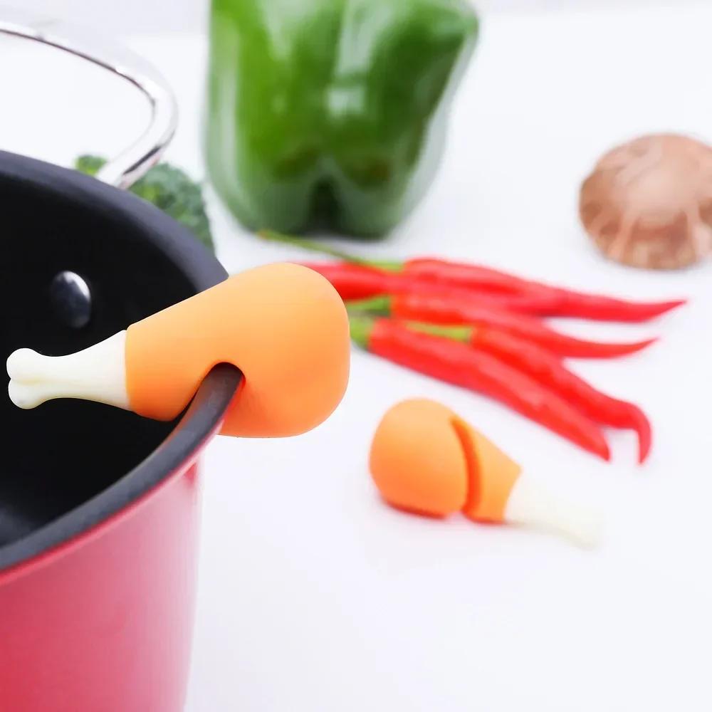 Cute Silicone Pot Lid Anti-spill Rack Heat-resistant Anti-Overflow Stoppers Pot Cover Lifter Holder Creative Kitchen Tool Gadget