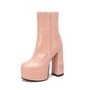 Damen Plateau Stiefel mit hohen Absätzen Chunky Herzmuster Stiefeletten Mode Vintage Wasserdicht Bequem Moderner Stil Kurze Stiefel