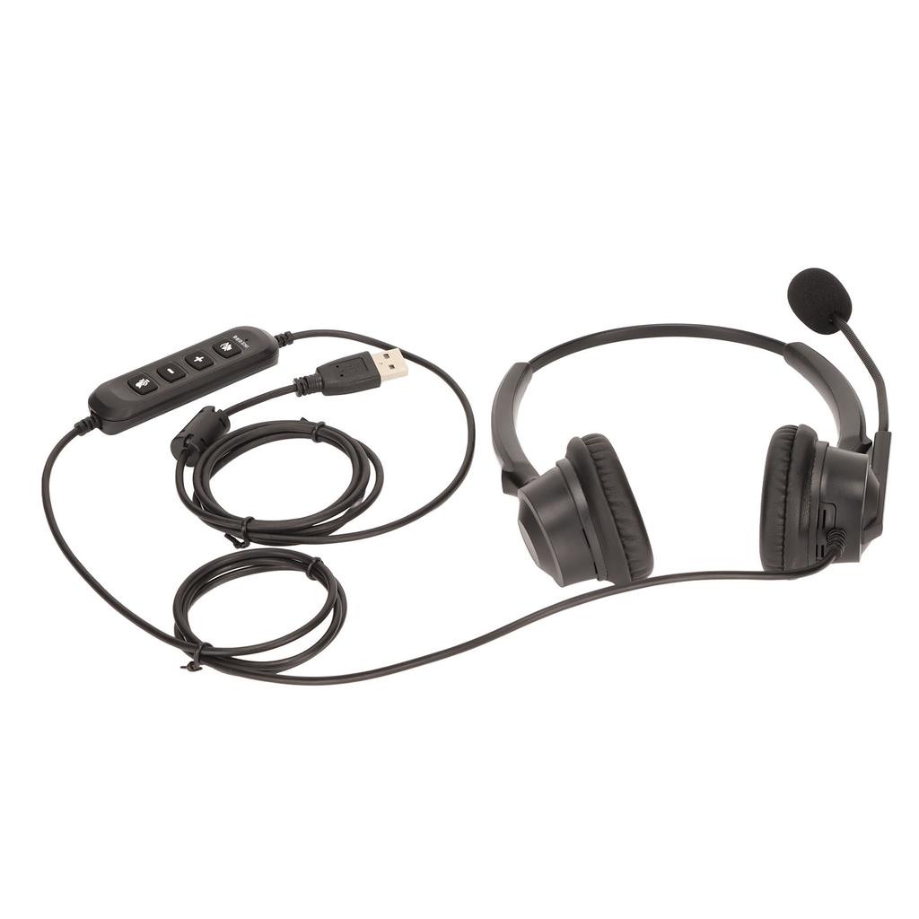 USB-Business-Headset ENC Noise Cancelling Binauraler kabelgebundener Bürokopfhörer mit Lautsprecherlautstärke