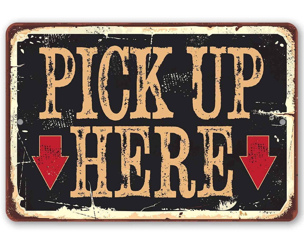 

Pick Up Here Metal Sign Classic Kitchen Bar and Restaurant Sign Small Business Supplies Coffee Shop and Counter Display 20x30cm（7.8x11.8inch）