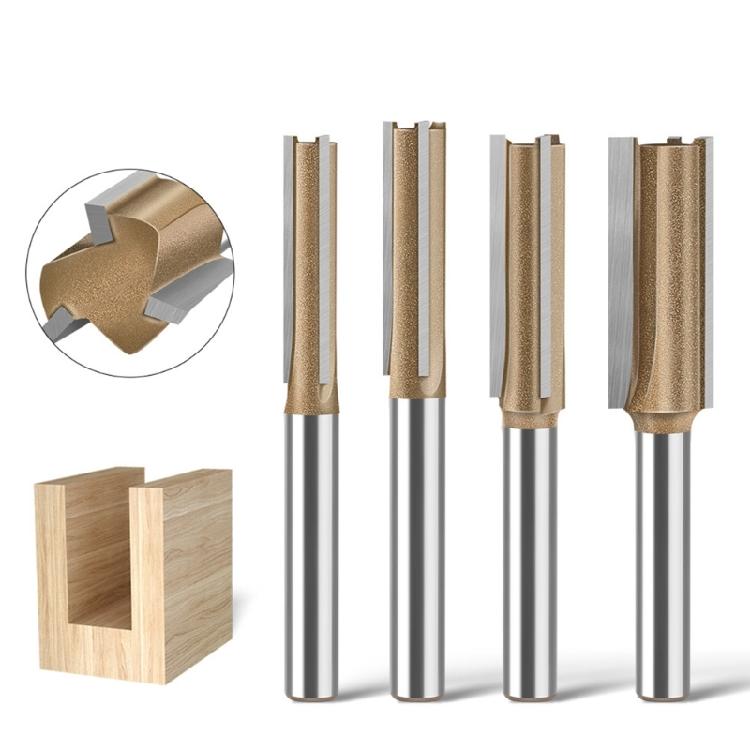 Straight Bit 1/4inch Woodworking Slot Milling 3 Flute Long Router Bit Tool Slotting End Mill Cutter Wood Board