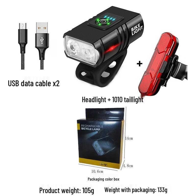 NuFeng Super Bright Upgraded Bicycle Front Light with AS1010 Taillight