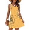 Women's Fashion Casual Summer Cuffless Bag V-neck Vintage Floral Print Dress Beach Sundress
