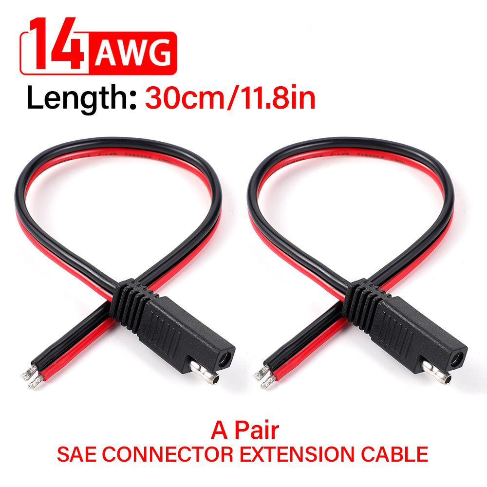 12V 18AWG DIY SAE Power Extension Cable with Male and Female Plugs for Car Solar Charger and Battery