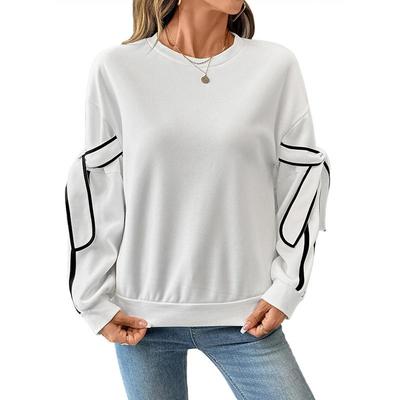 Women's Plus Size Oversized Sweatshirt Crew Neck Bow Long Sleeve Drop Shoulder Pullover Tops Outfits