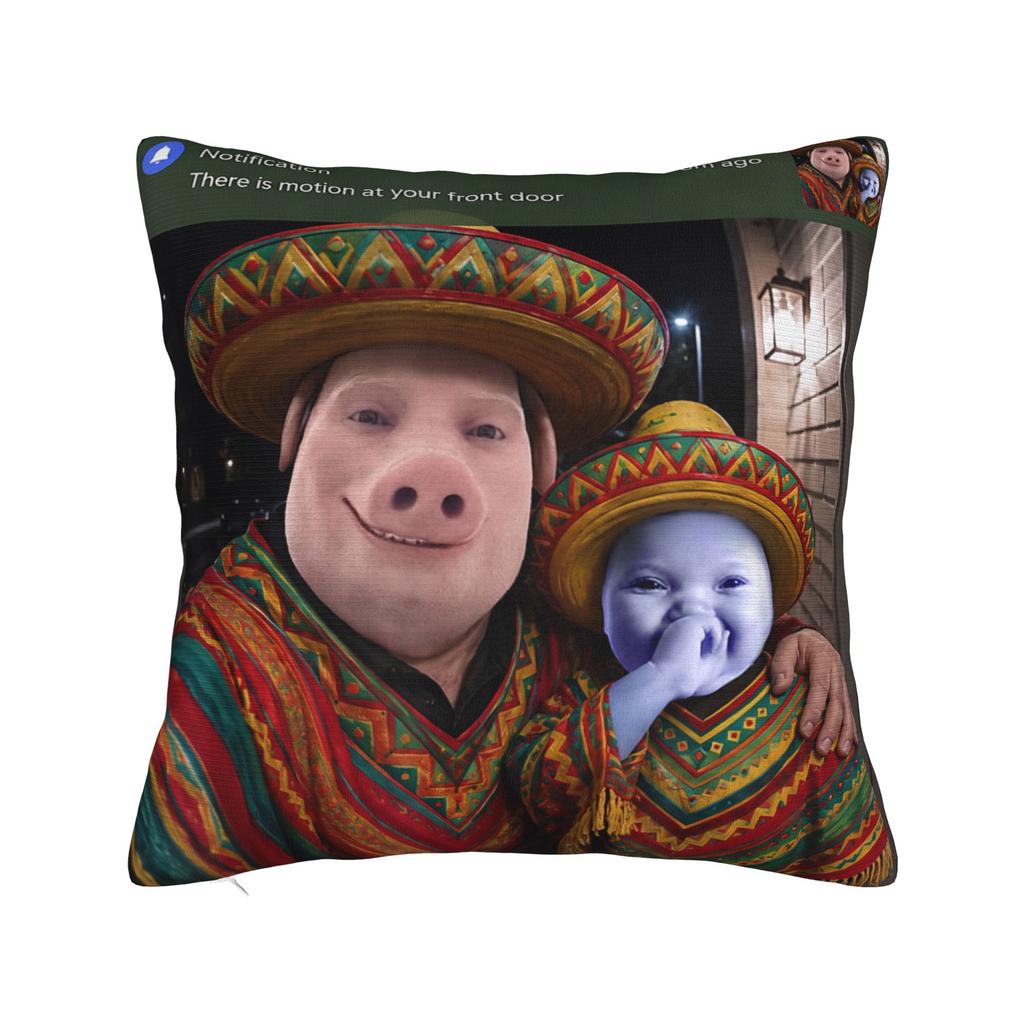 Tung Sahur John Pork Neegy Doorbell Meme Theres Motion Meme Pillow Case Print Pillow Cover Pillowcases For Couch Sofa Bedroom