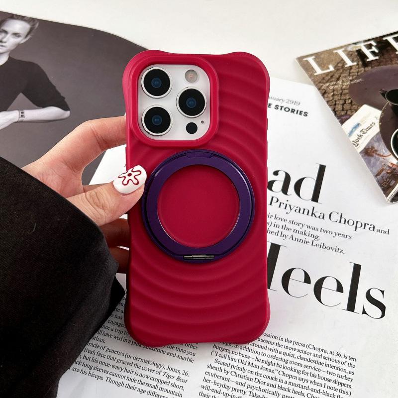 

Apple iPhone 17 Pro Max Wave Pattern Drop-Proof Case with Rotating Magnetic Stand 17 Pro Max