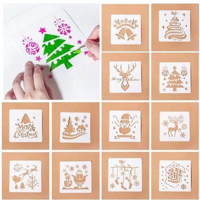 DIY Craft Album Decorative PaintingTemplate Layering Stencils Merry Christmas Scrapbooking