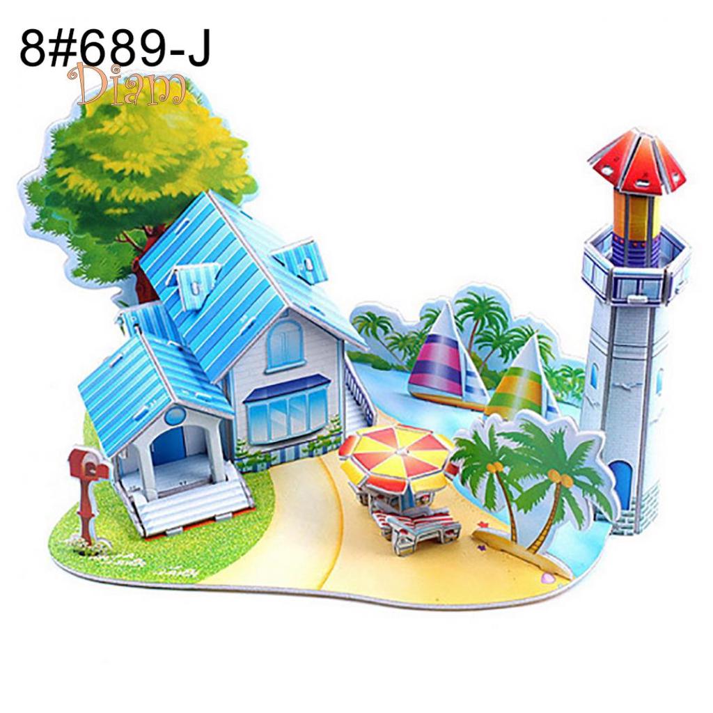 OBS DIY 3D Dům Hrad Větrný mlýn Model Sestavování Puzzle Rané učení Dětská hračka