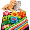 Pet Snuffle Mat Dog Cat Slow Feeding Puzzle Toy Colorful Flower Foraging Blanket Stress Relief Nose Work Smell Training Play Mat for Dogs Cats
