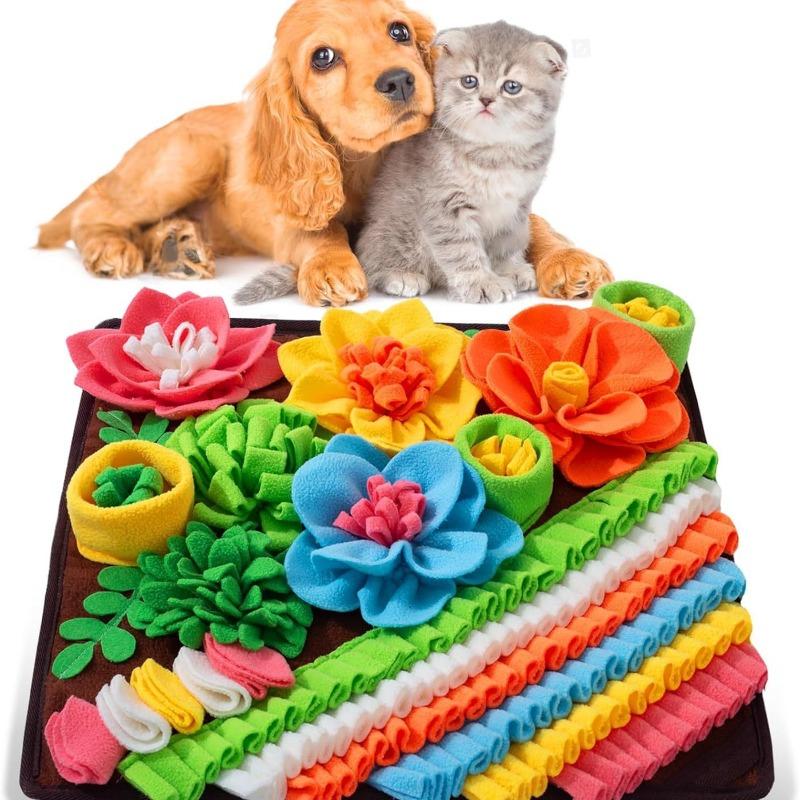 Pet Snuffle Mat Dog Cat Slow Feeding Puzzle Toy Colorful Flower Foraging Blanket Stress Relief Nose Work Smell Training Play Mat for Dogs Cats