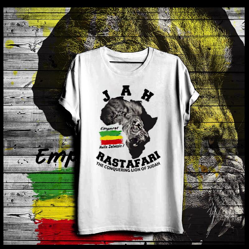 

Reggae t-shirt Roots Rock Rasta Flag Jah Rastafari Haile Selassie rastaman vibe L