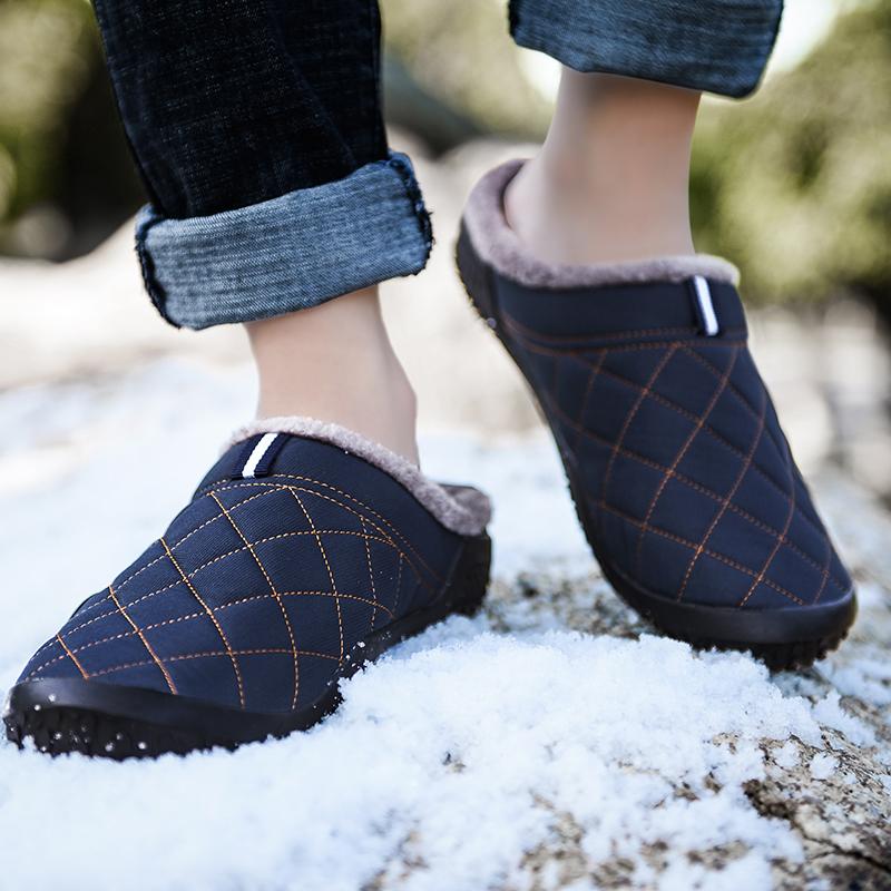 Fashion Big Size 39-48 Lazy Cotton Slippers Men Winter Outdoor Men Shoes WaterProof Cold-Proof Casual Shoes Men Plush Warm Man Footwear