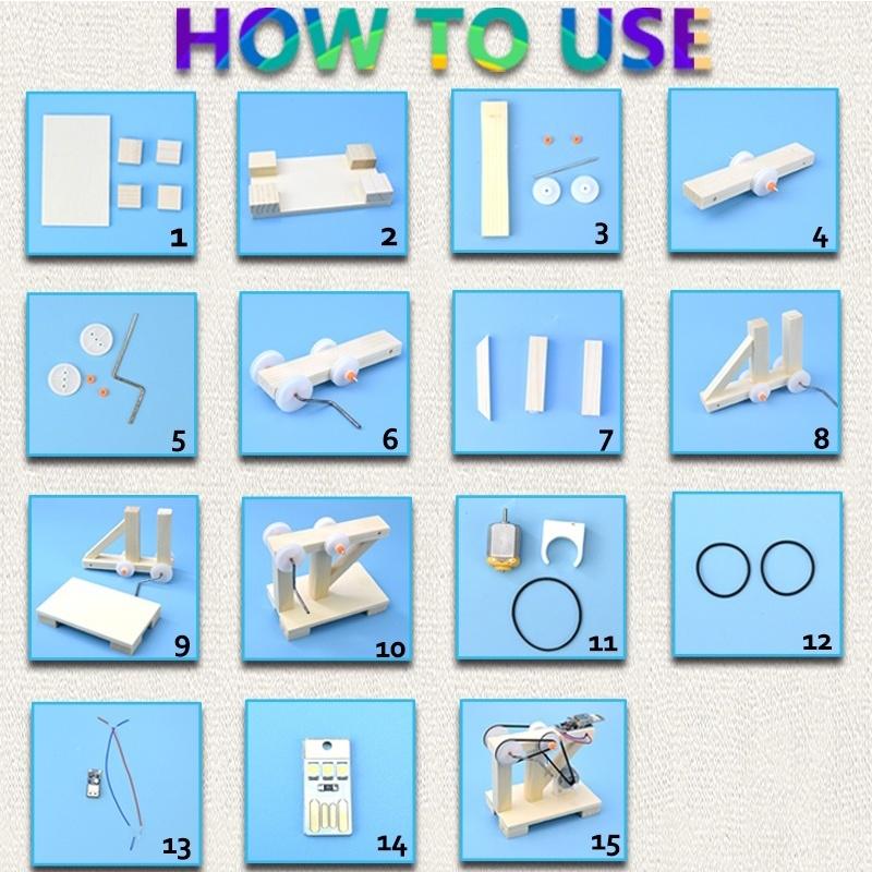 DIY Montieren Spielzeug Manuelle Generator Modell Kits Holz Lernspielzeug für Kinder Erfindung Wissenschaft Physik Experiment Dynamo Spielzeug Geschenk