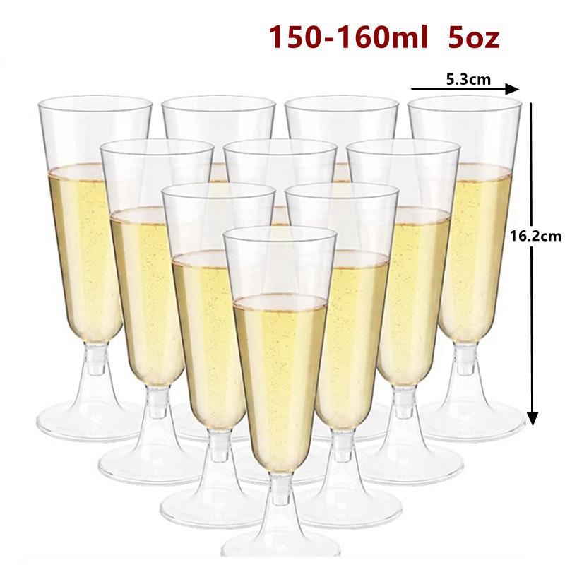 50pcs 5OZ Disposable Wine Cup Party  Plastic Champagne Flutes Cocktail Strawberry Toasting Glass for Wedding Bar Party Camping